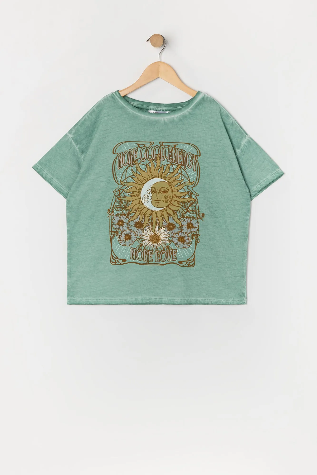 Girls Oversized Good Energy Graphic Washed T-Shirt sold by Urban Planet