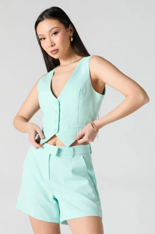 Buttoned Cropped Vest sold by Urban Planet