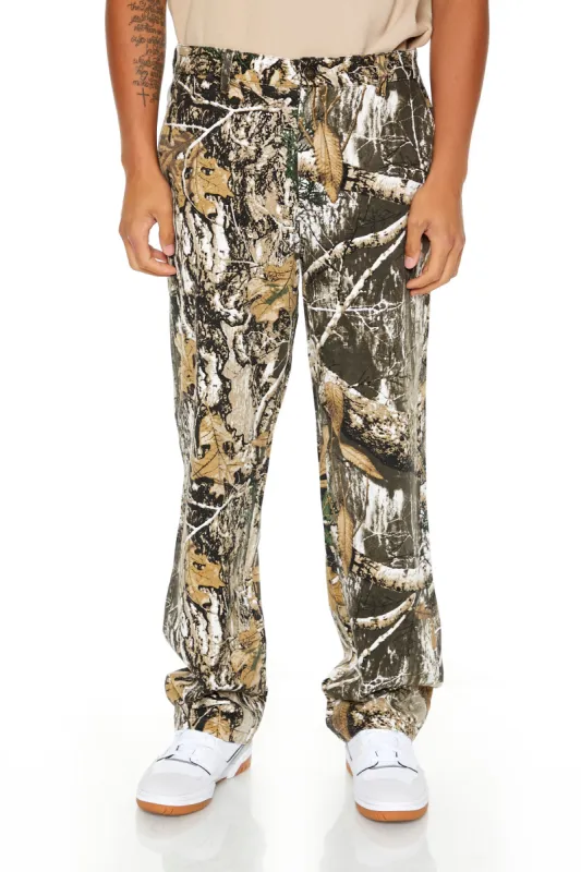 Pantalon à jambe droite avec motif de feuilles sold by Urban Planet