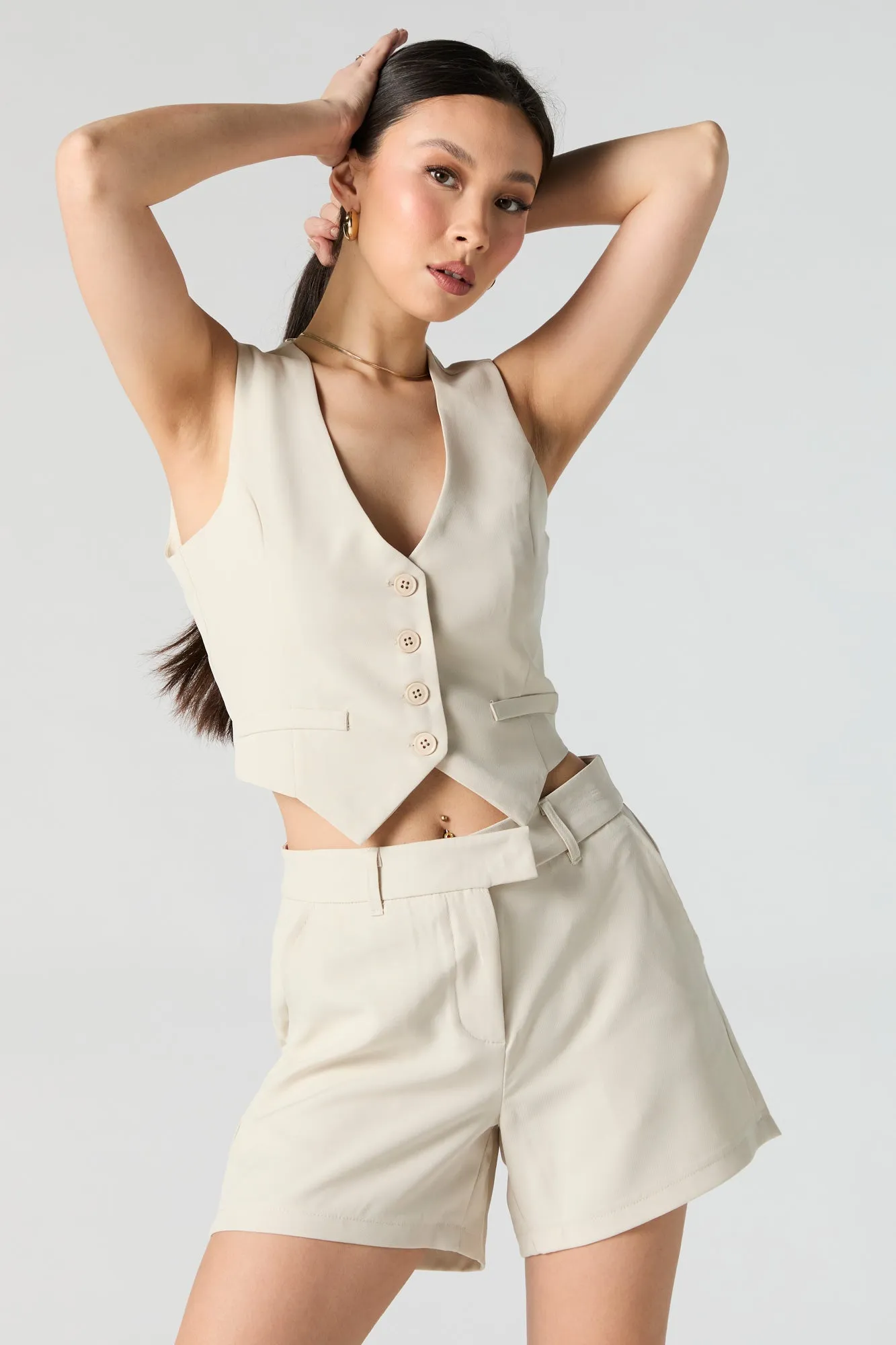 Buttoned Cropped Vest sold by Urban Planet product image thumbnail 4
