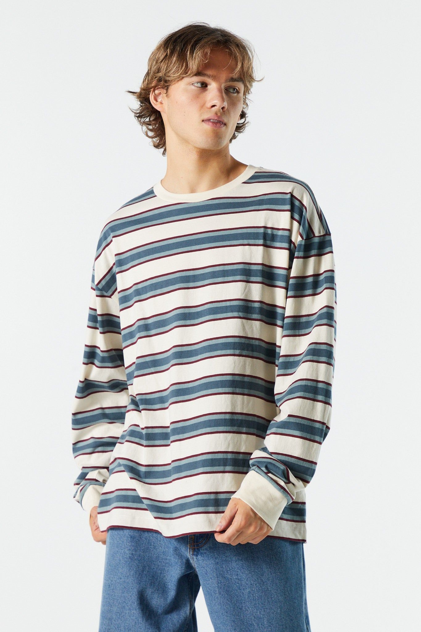 Striped Relaxed Long Sleeve Top sold by Urban Planet