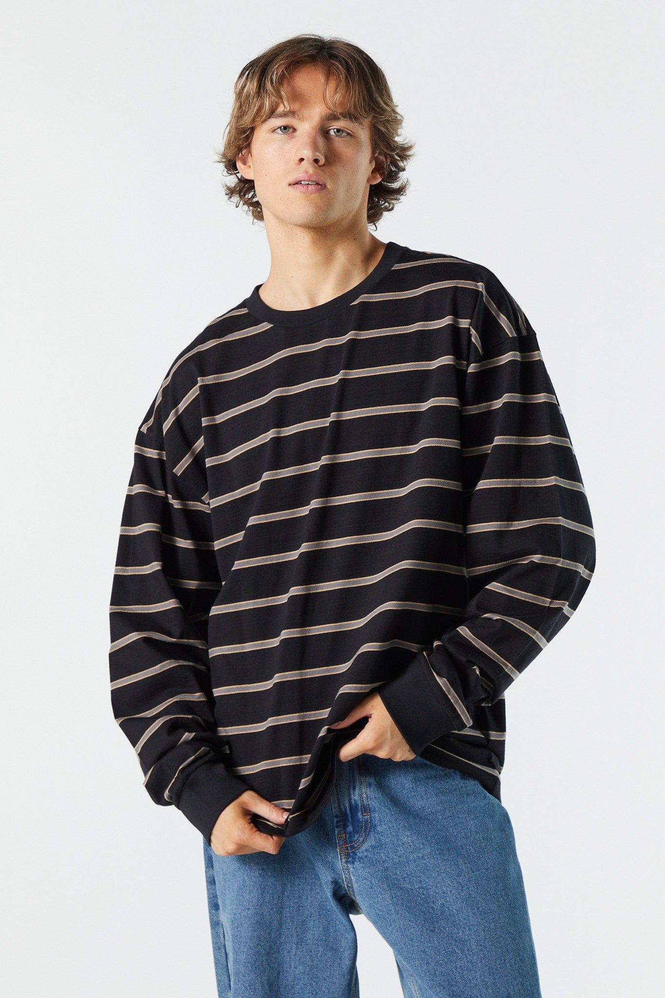 Striped Relaxed Long Sleeve Top sold by Urban Planet product image thumbnail 4