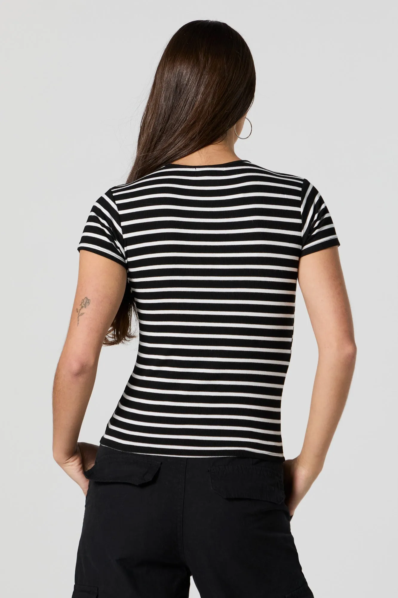 Striped Ribbed Crewneck T-Shirt sold by Urban Planet product image thumbnail 5