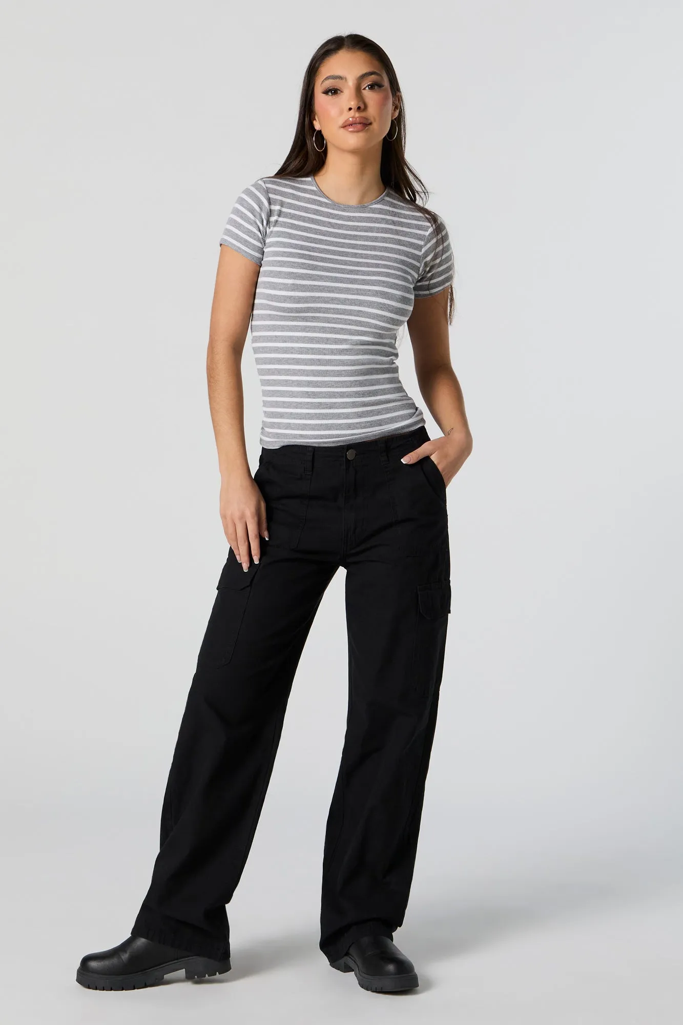 Striped Ribbed Crewneck T-Shirt sold by Urban Planet product image thumbnail 3