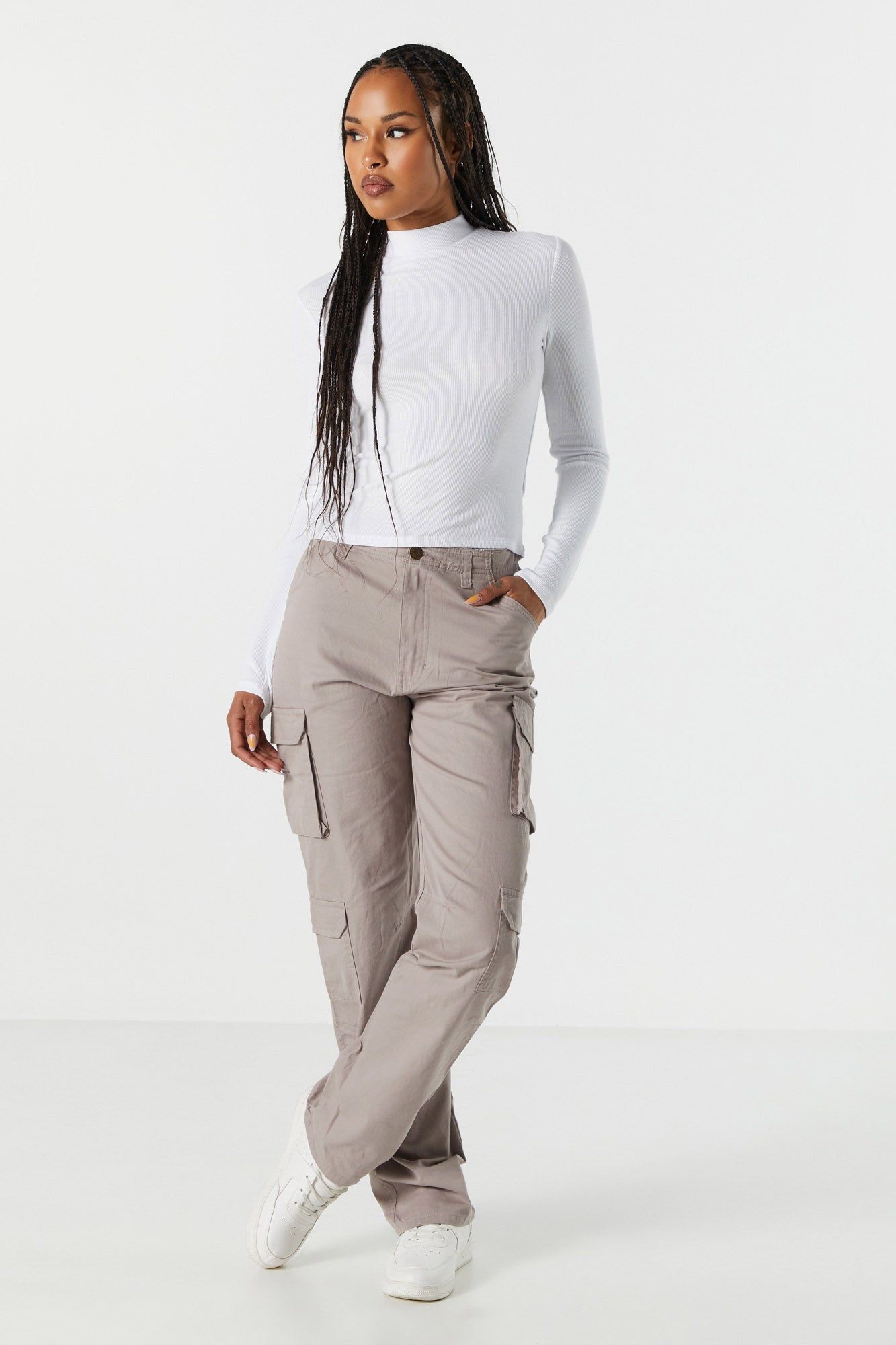 Ribbed Mock Neck Long Sleeve Top sold by Urban Planet product image thumbnail 9