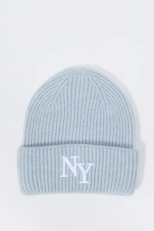 Tuque en tricot avec motif brodé NY made by Stitches