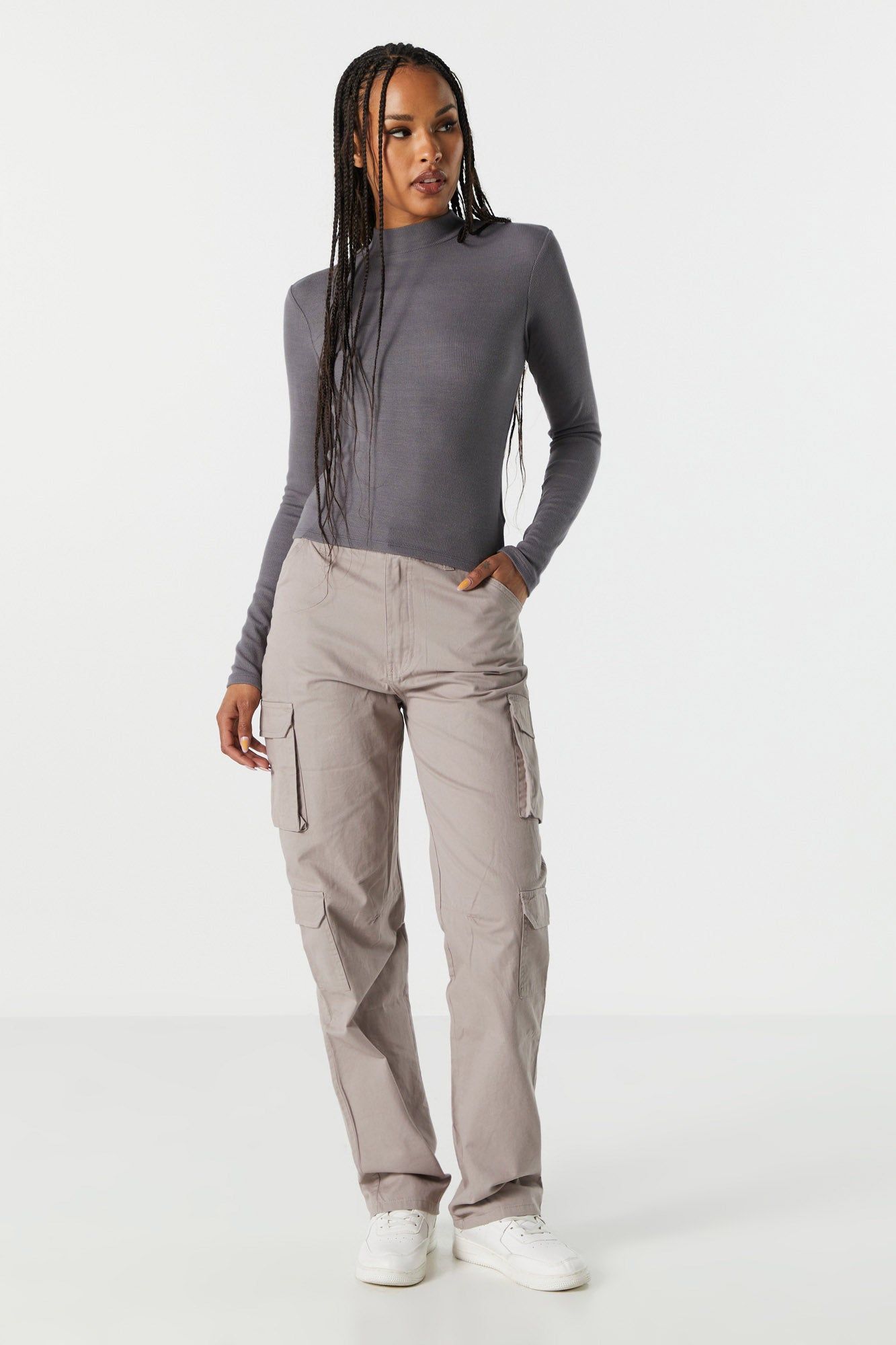 Ribbed Mock Neck Long Sleeve Top sold by Urban Planet product image thumbnail 6