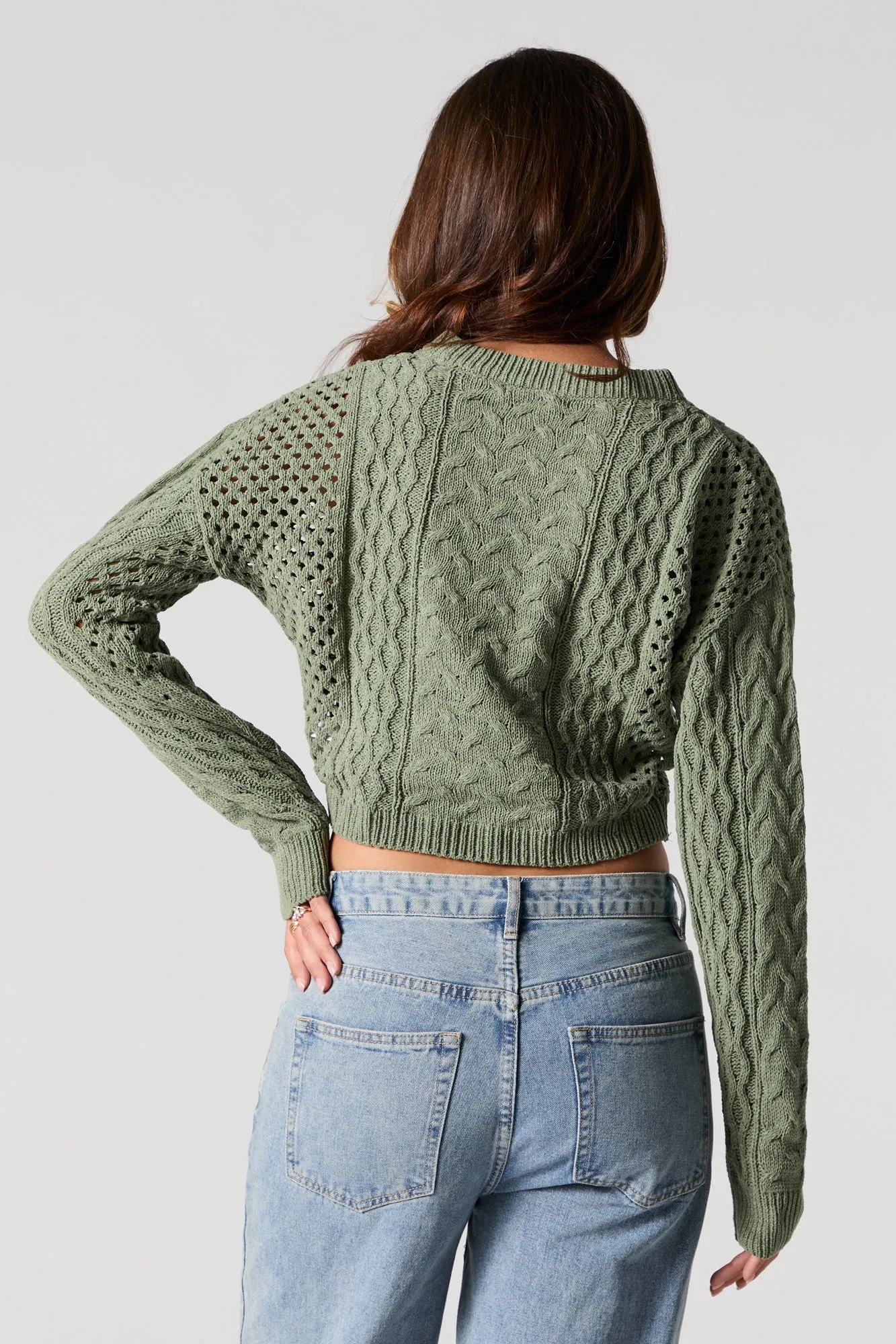 Chandail court en tricot torsadé ajouré sold by Urban Planet product image thumbnail 5