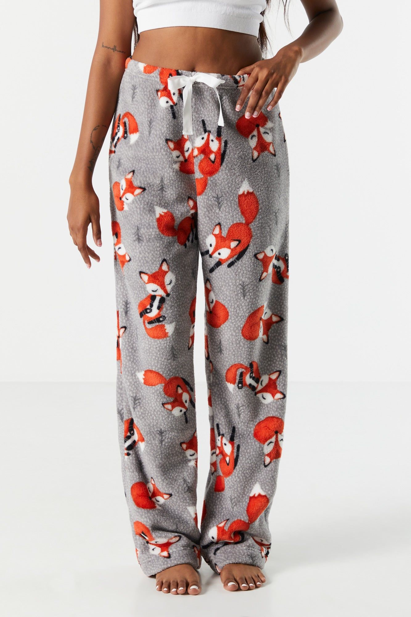 Fox Print Plush Pajama Pant sold by Urban Planet product image thumbnail 2