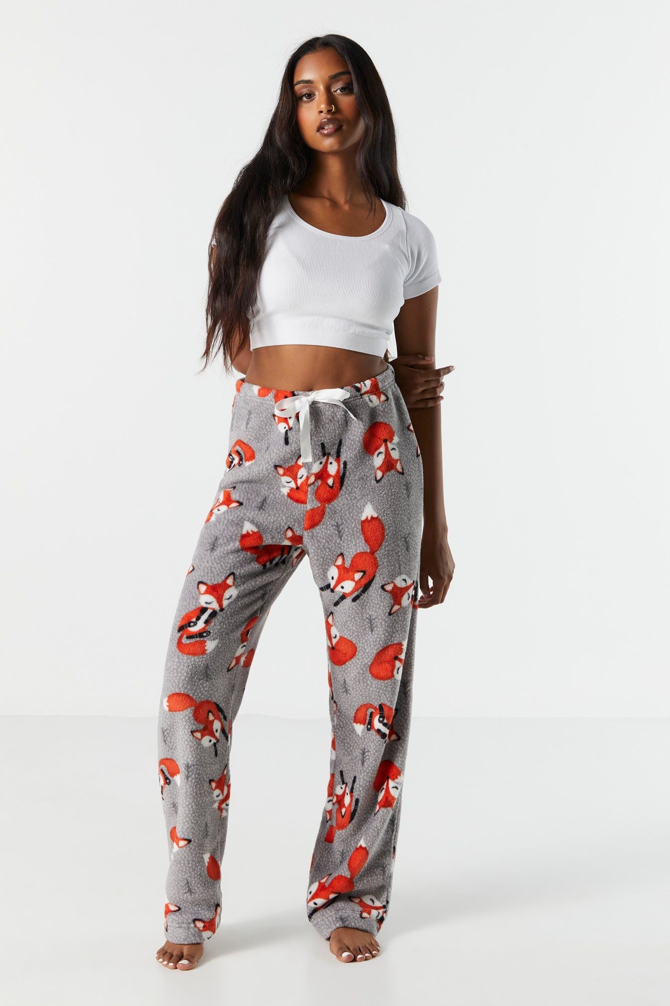 Fox Print Plush Pajama Pant sold by Urban Planet