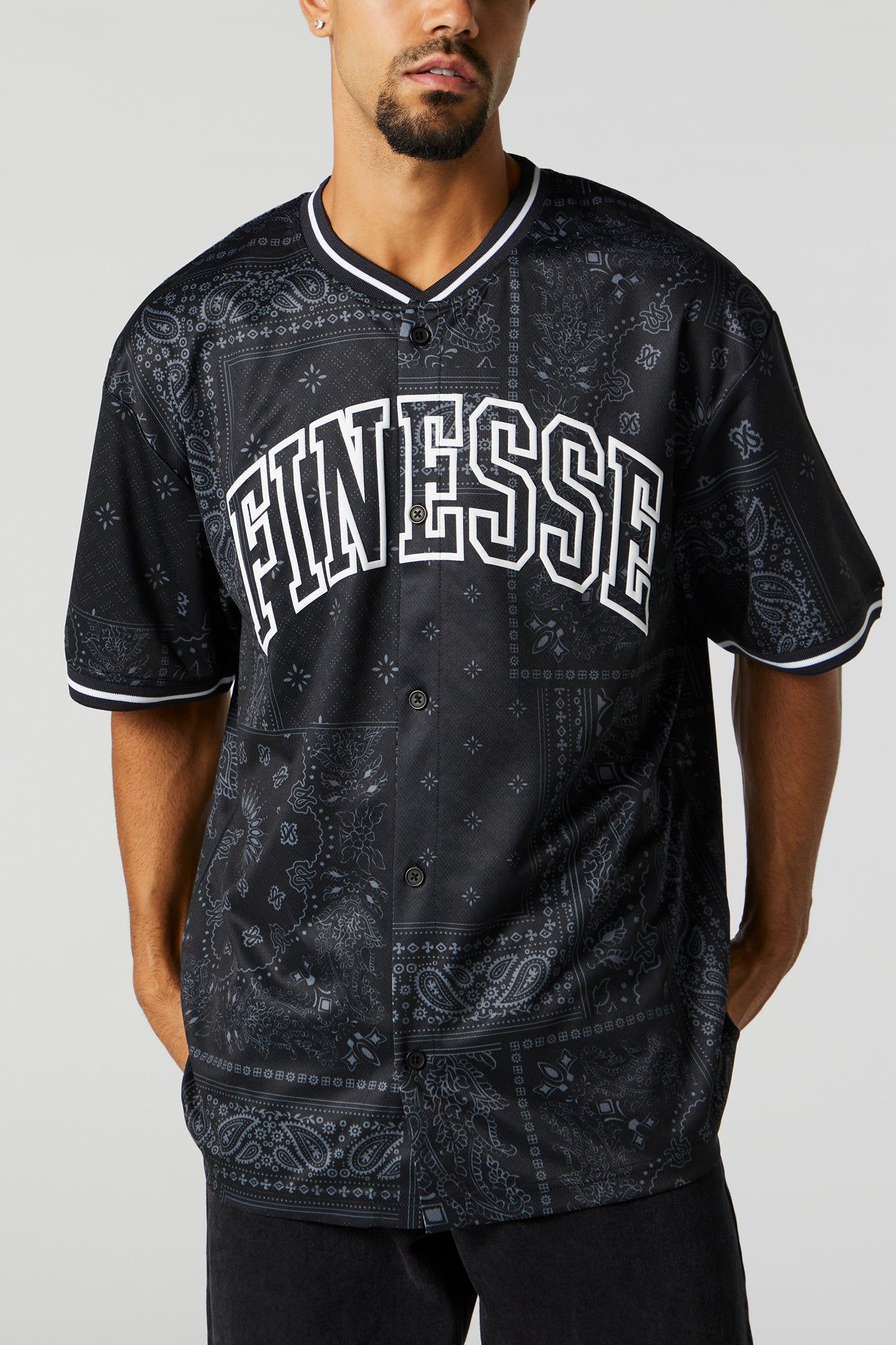 Finesse Graphic Button-Up Jersey sold by Urban Planet product image thumbnail 2