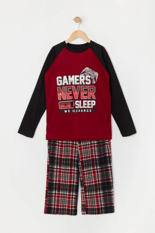 Boys Gamers Never Sleep Graphic 2 Piece Pajama Set made by Urban Planet