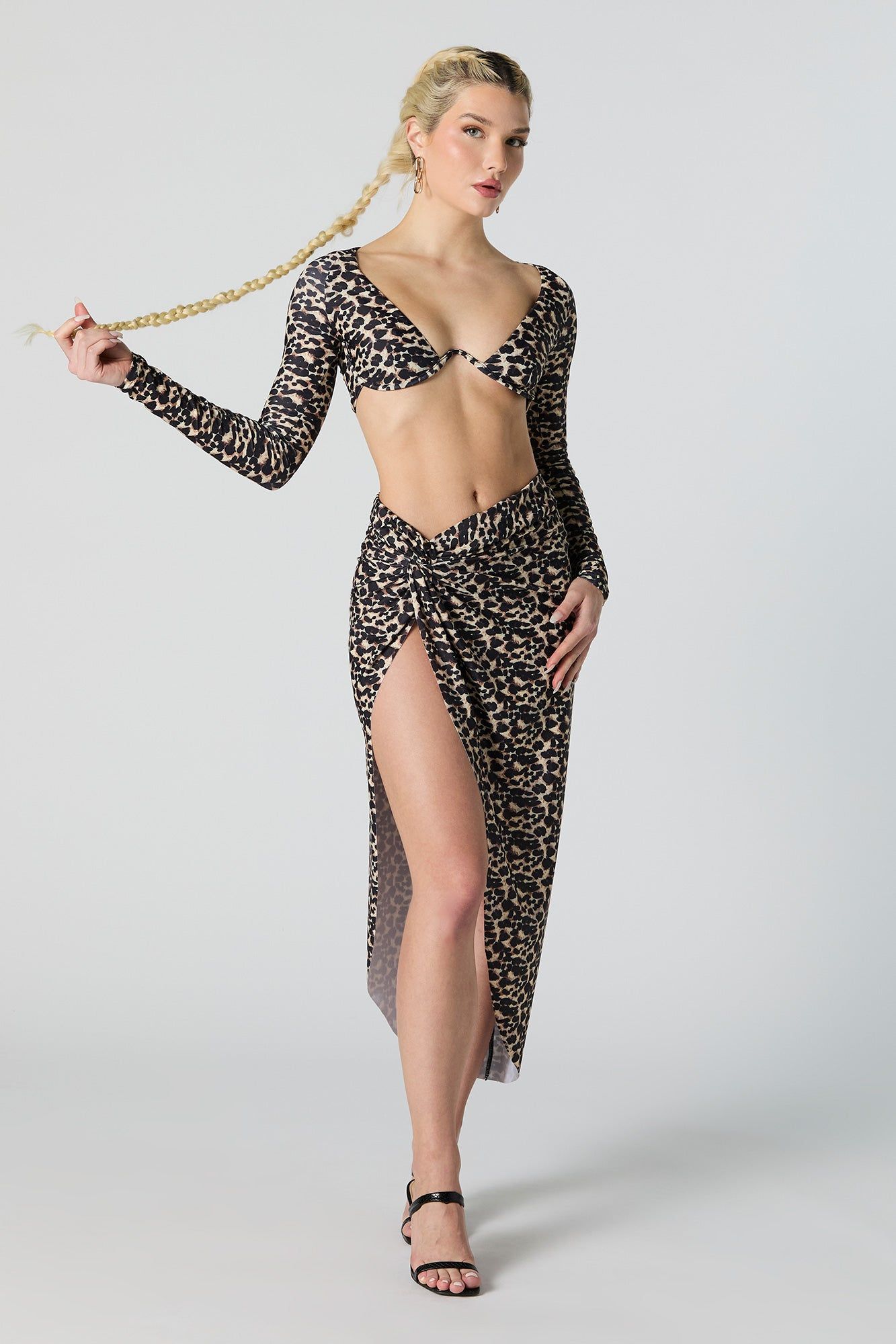 Cheetah Print Long Sleeve Swim Top sold by Urban Planet product image thumbnail 3