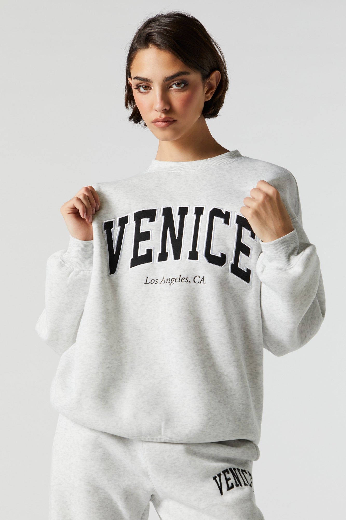 Chenille Embroidered Venice Fleece Sweatshirt sold by Urban Planet