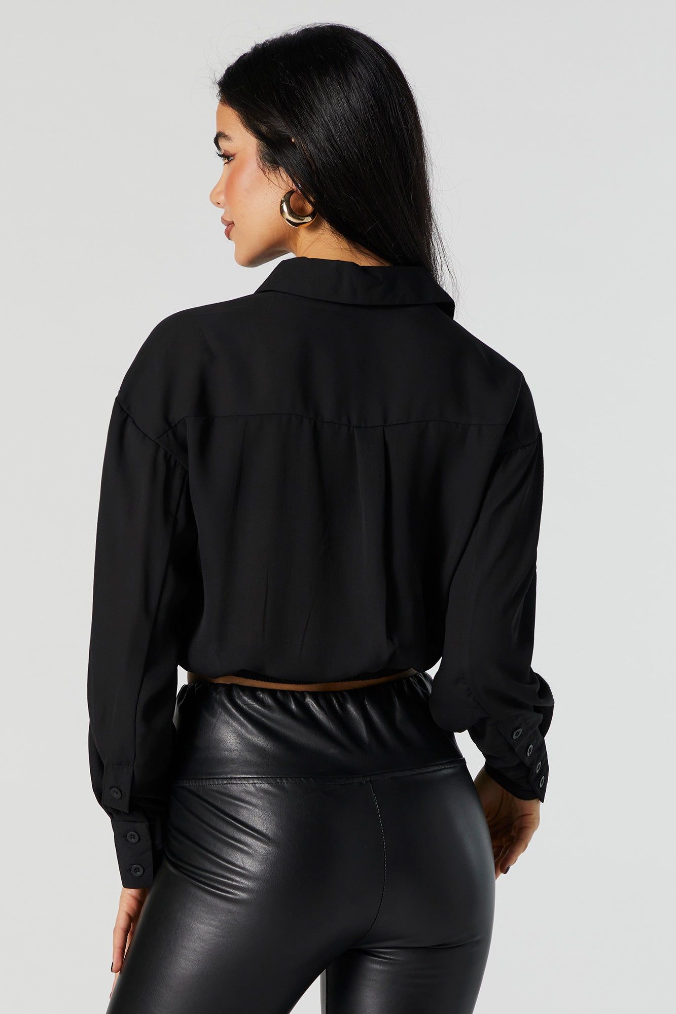 Button Down Cinched Long Sleeve Top sold by Urban Planet product image thumbnail 3