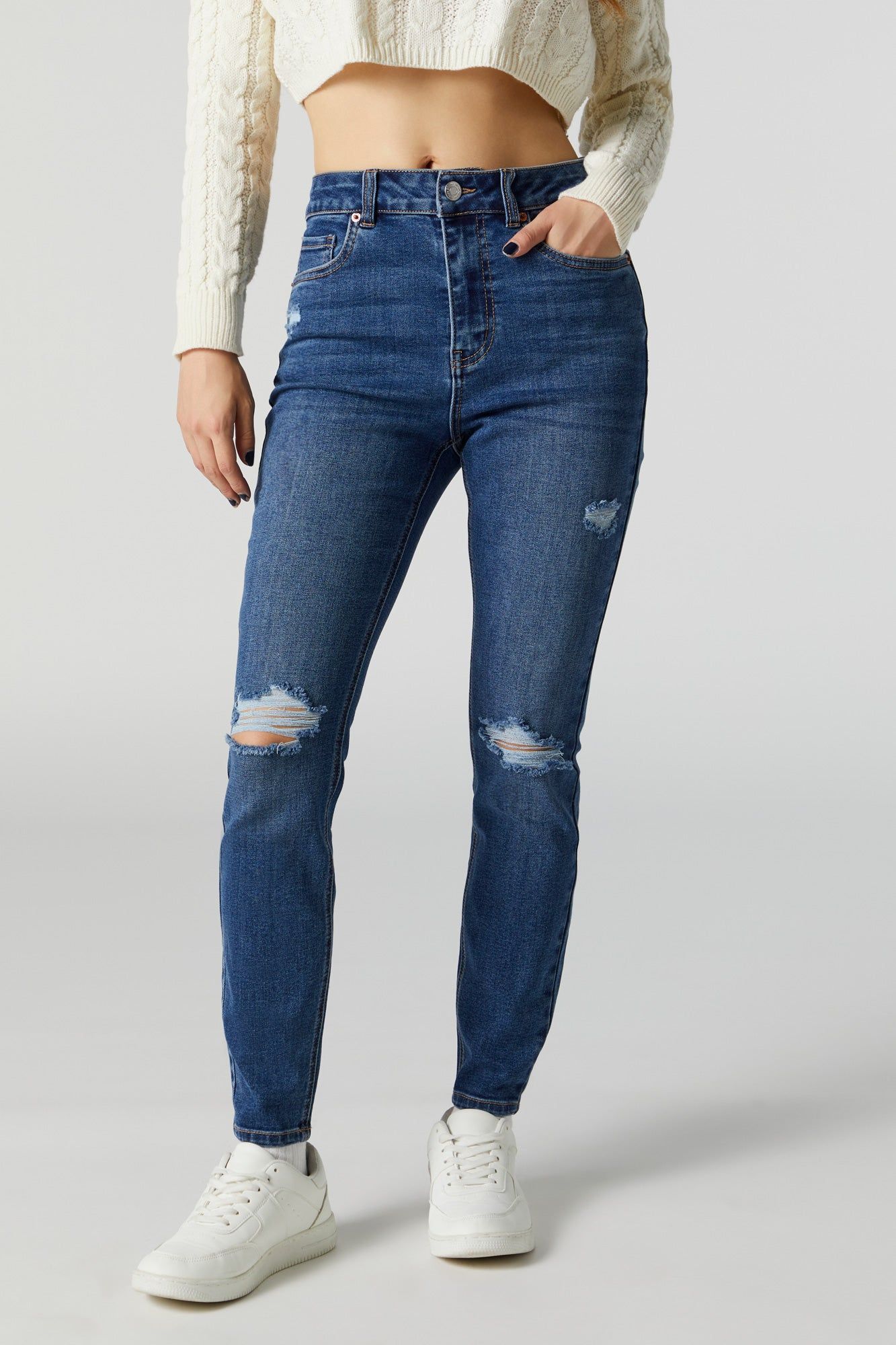 Jean Miami d'aspect usé délavé foncé à taille haute sold by Urban Planet product image thumbnail 2