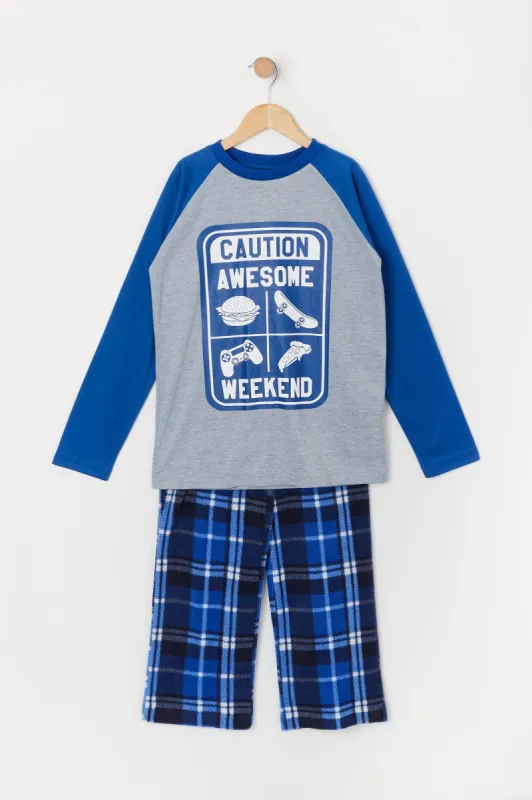 Boys Awesome Weekend Graphic 2 Piece Pajama Set sold by Urban Planet