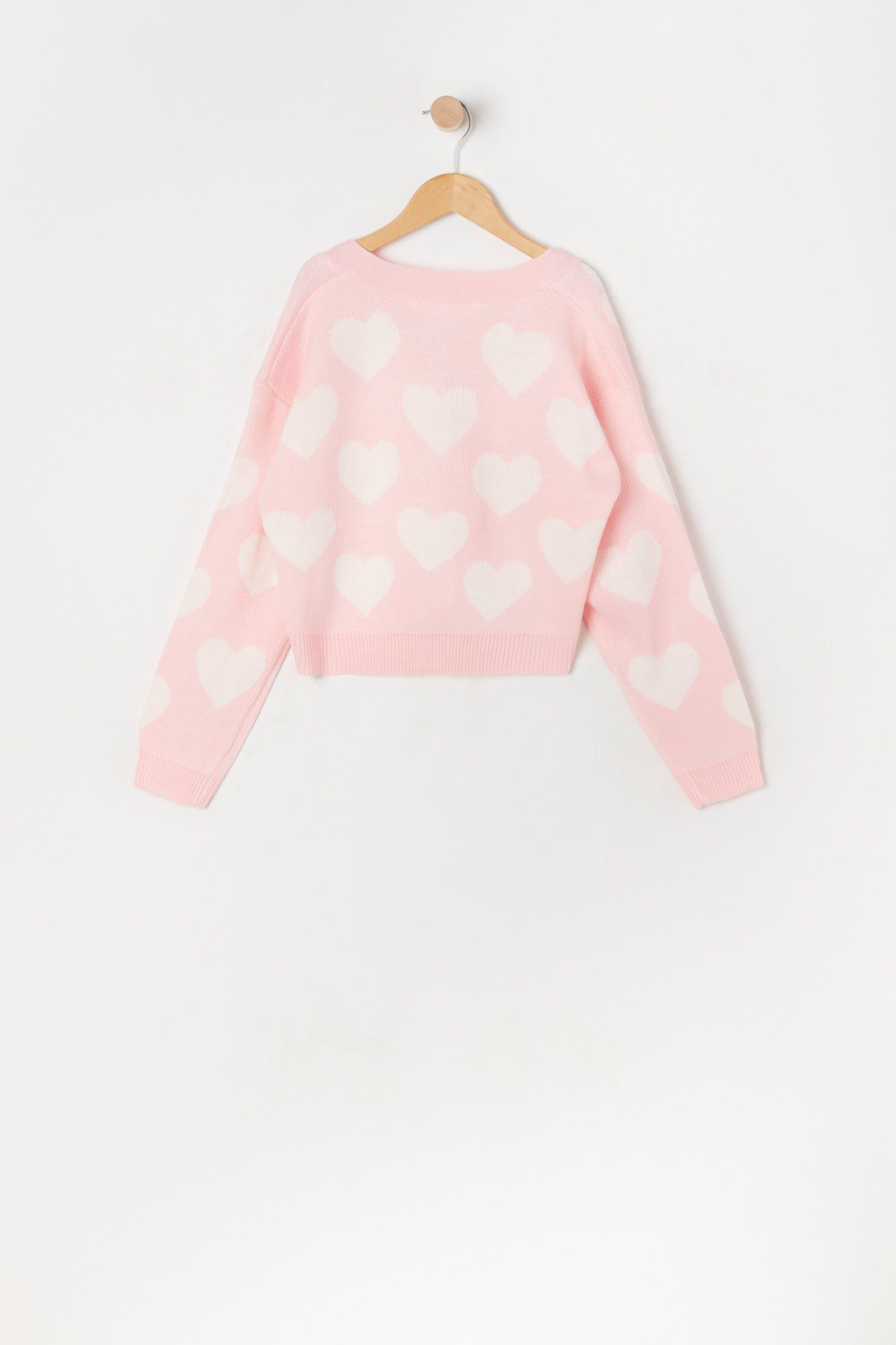 Cardigan boutonné en tricot jacquard avec imprimé Coeur pour fille sold by Urban Planet product image thumbnail 2