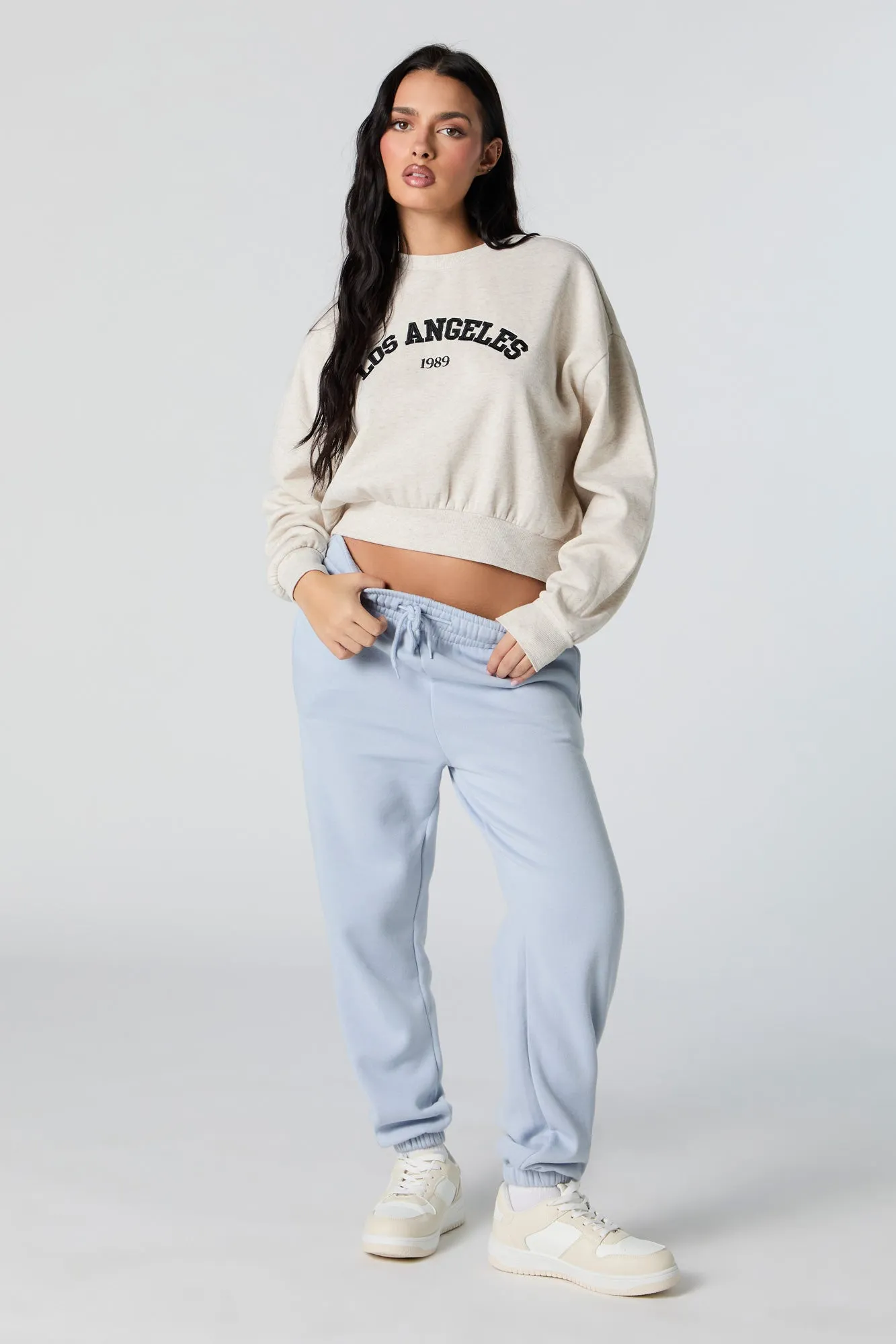 Los Angeles Embroidered Cropped Fleece Sweatshirt sold by Urban Planet product image thumbnail 4
