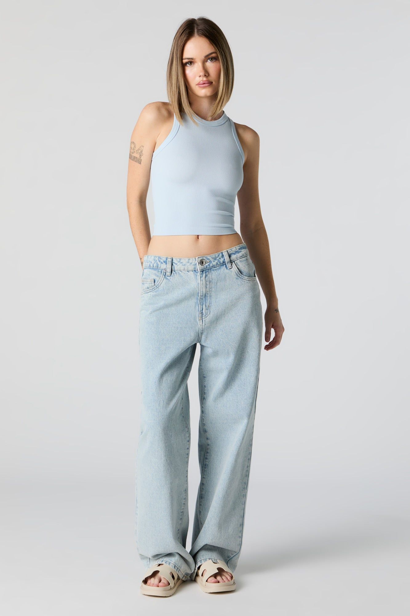 Seamless Ribbed High Neck Tank sold by Urban Planet product image thumbnail 3