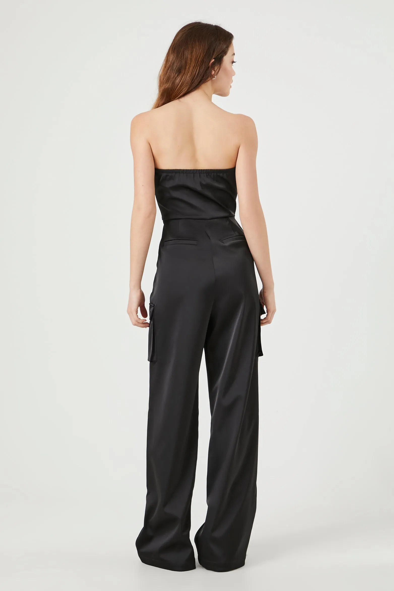 Satin Strapless Cargo Jumpsuit sold by Urban Planet product image thumbnail 3