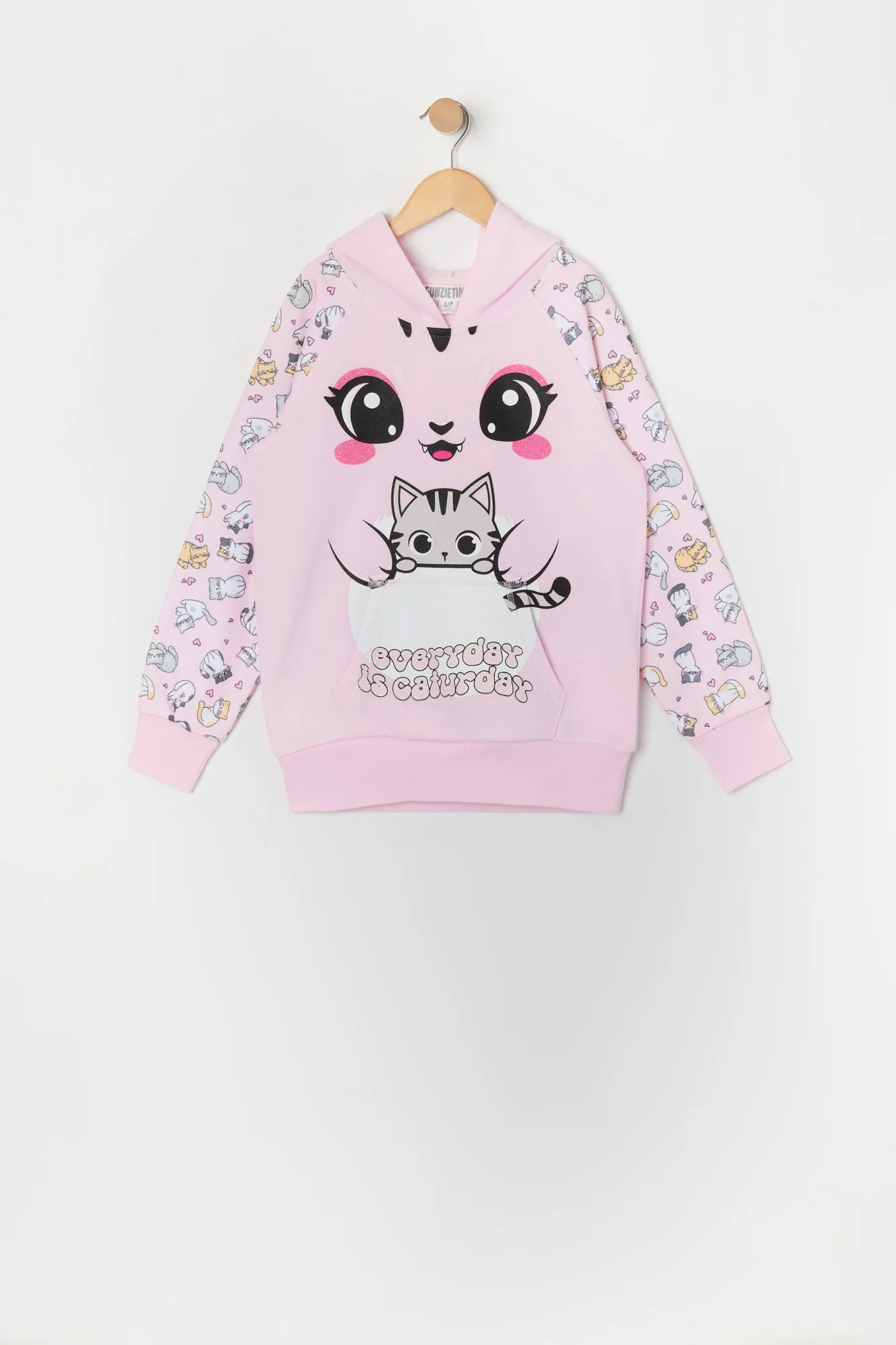 Haut à capuchon avec imprimé Caturday Kitty pour fille sold by Urban Planet product image thumbnail 2