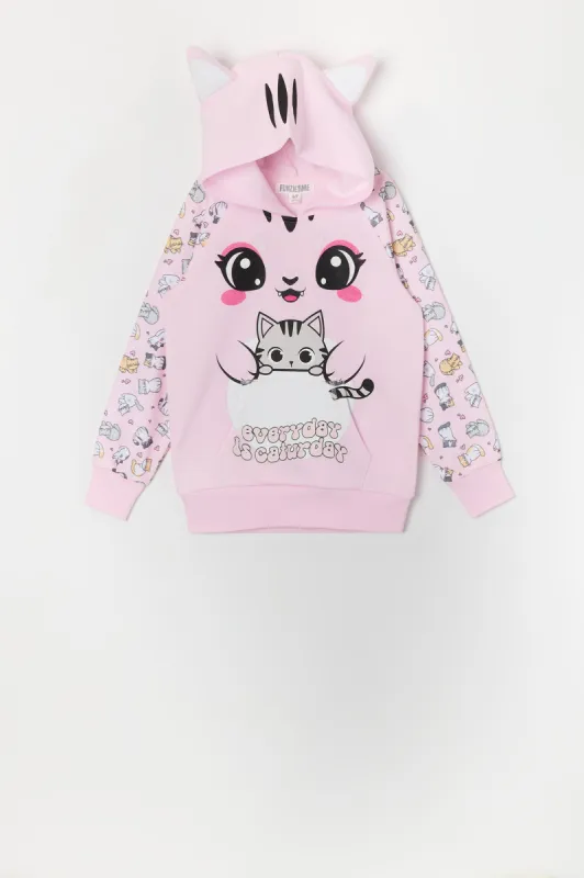 Haut à capuchon avec imprimé Caturday Kitty pour fille sold by Urban Planet