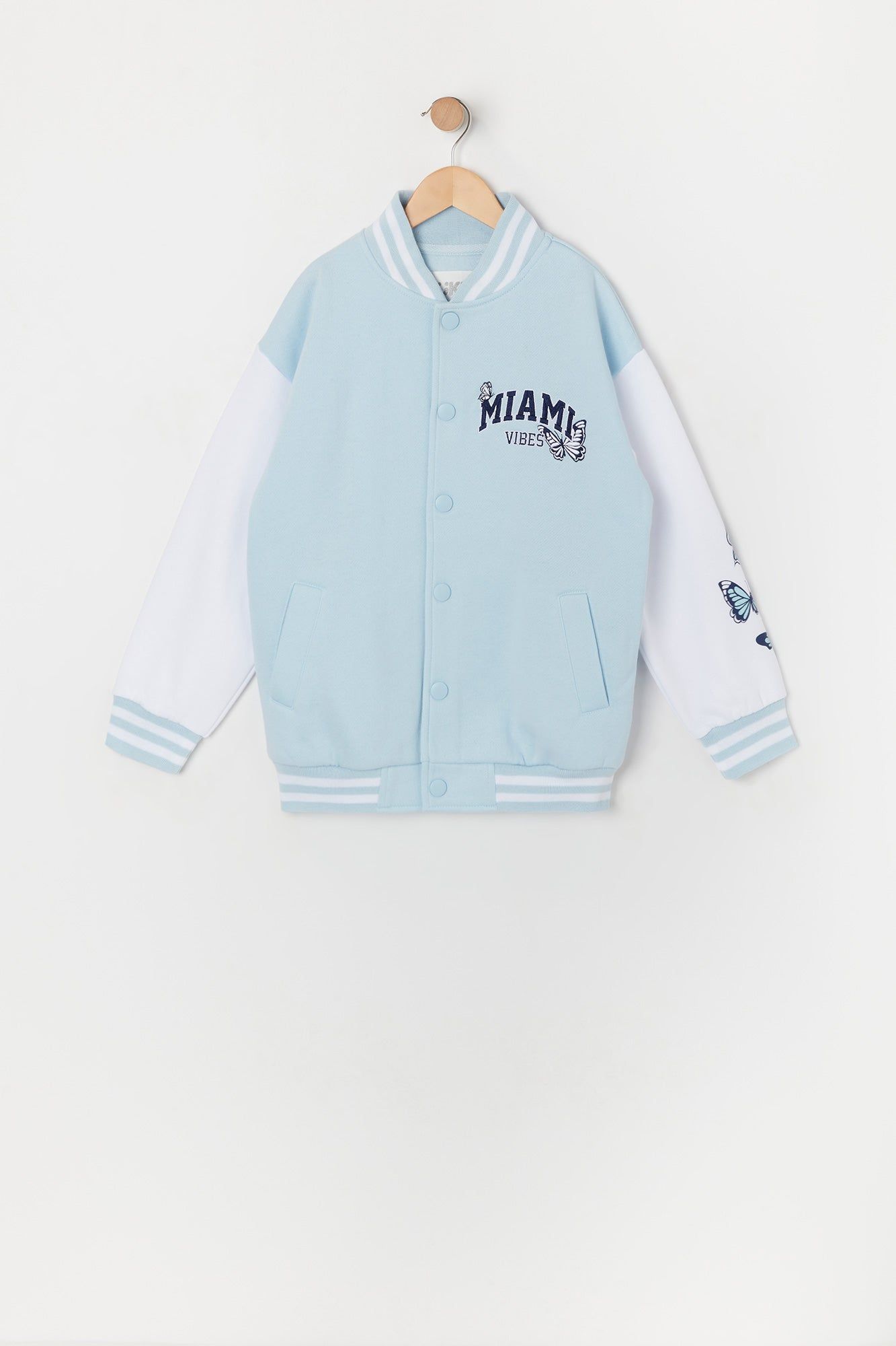 Girls Miami Vibes Embroidered Varsity Jacket sold by Urban Planet