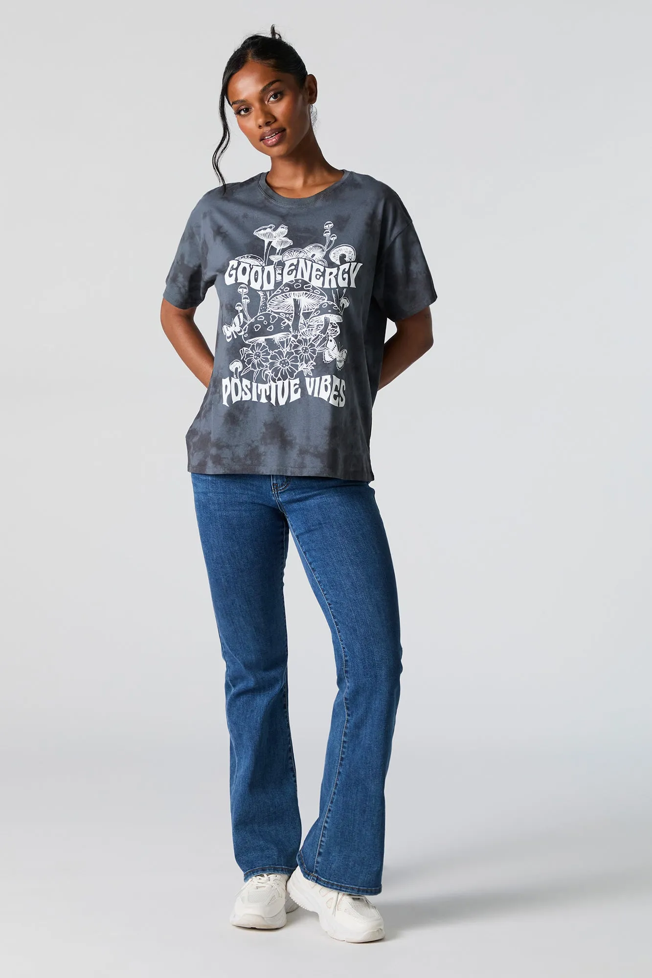 Good Energy Graphic Tie Dye Boyfriend T-Shirt sold by Urban Planet product image thumbnail 2