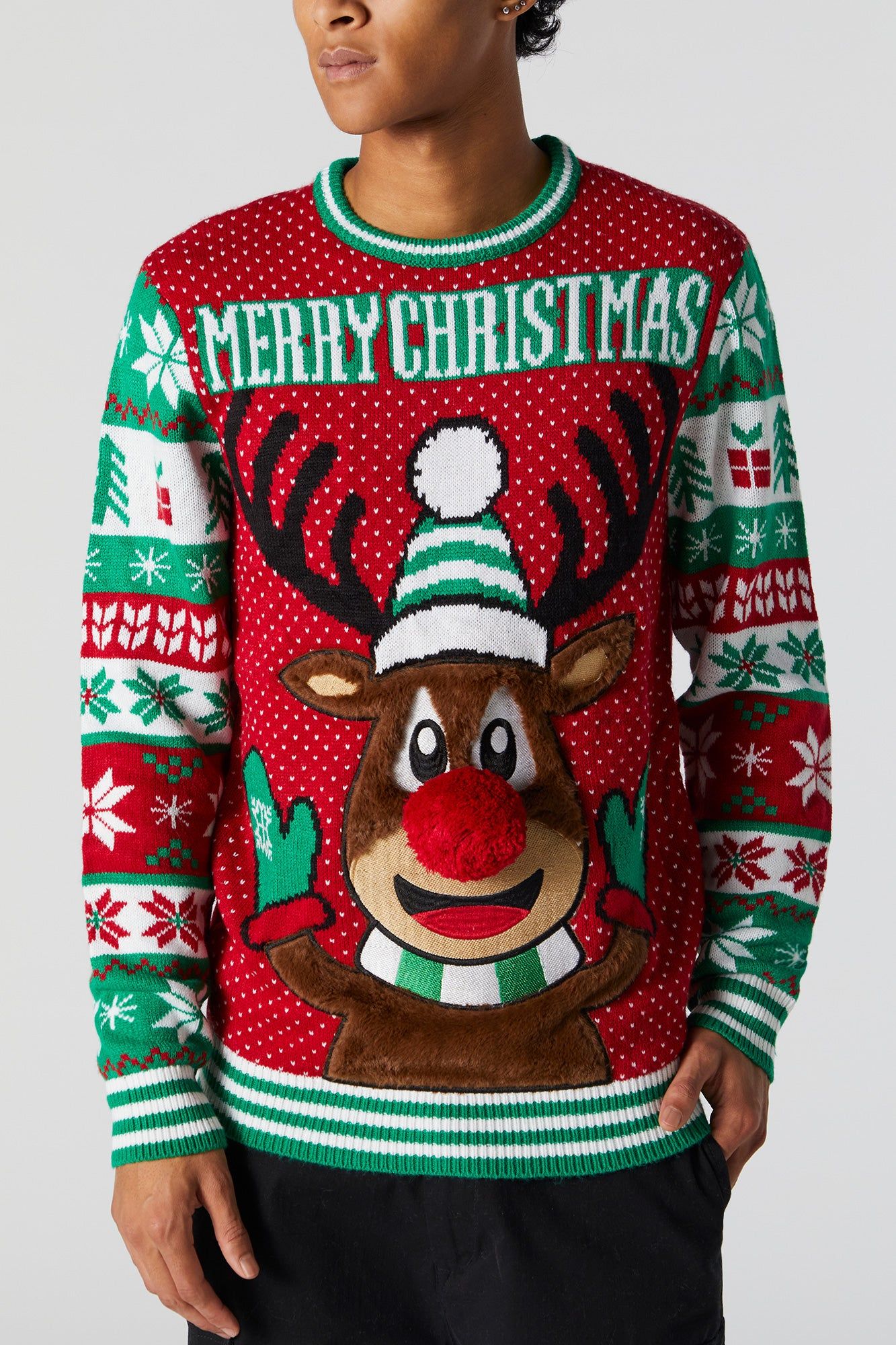 Furry 3D Rudolph Ugly Xmas Sweater sold by Urban Planet product image thumbnail 4