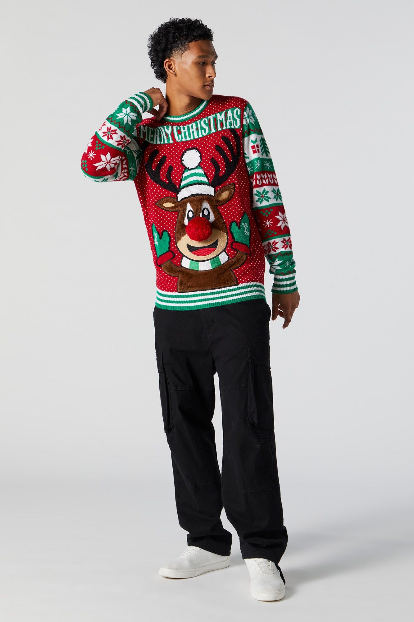 Furry 3D Rudolph Ugly Xmas Sweater sold by Urban Planet product image thumbnail 3