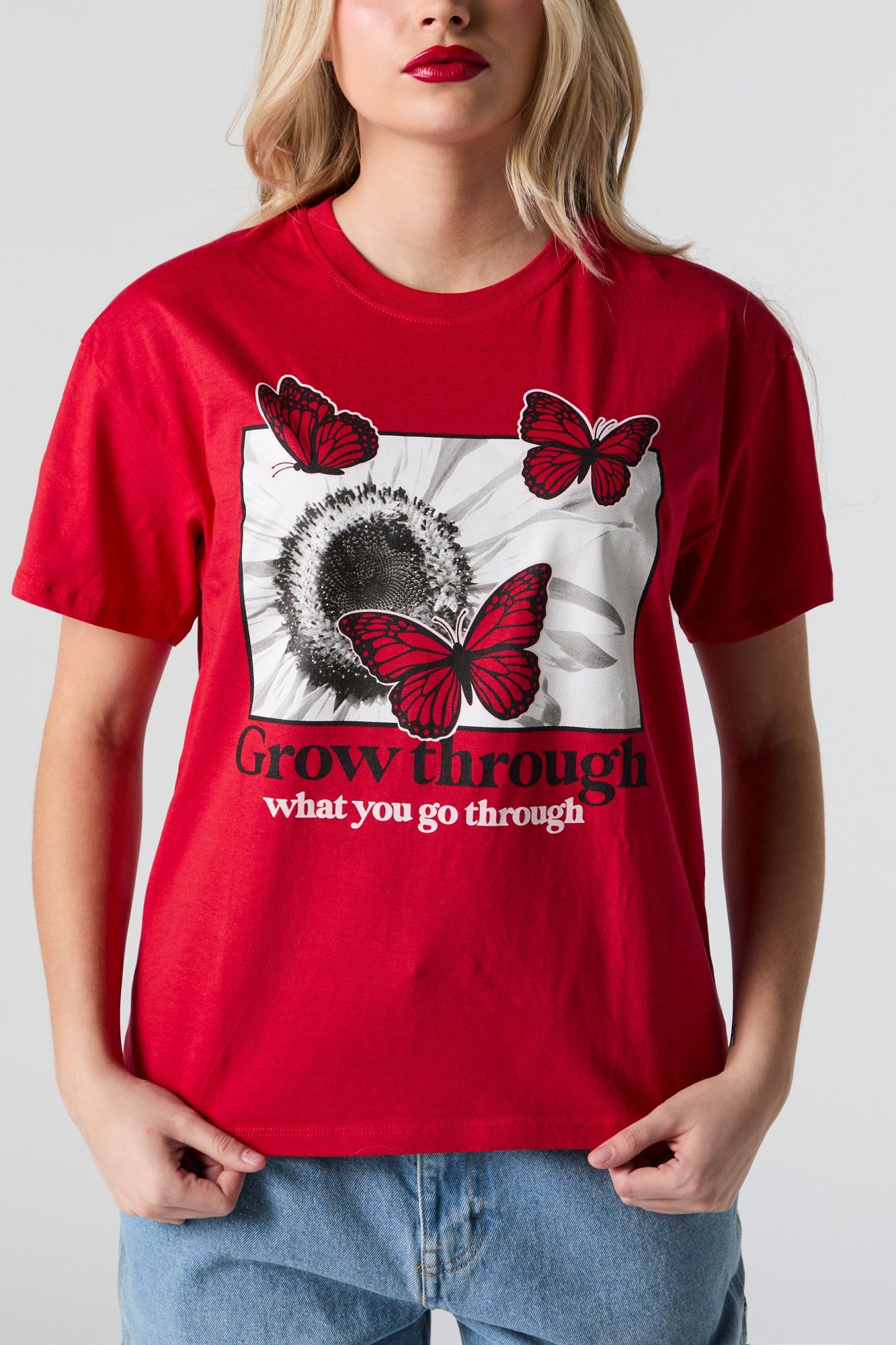 Grow Through Graphic Boyfriend T-Shirt sold by Urban Planet