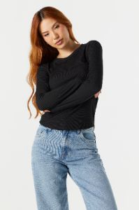 Ribbed Crewneck Long Sleeve Top sold by Urban Planet