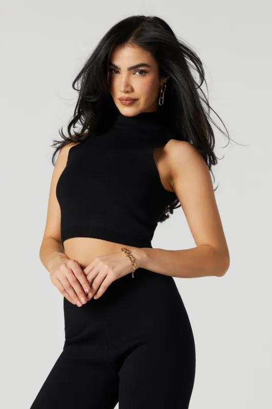 Haut court en tricot à col cheminée noir sold by Urban Planet