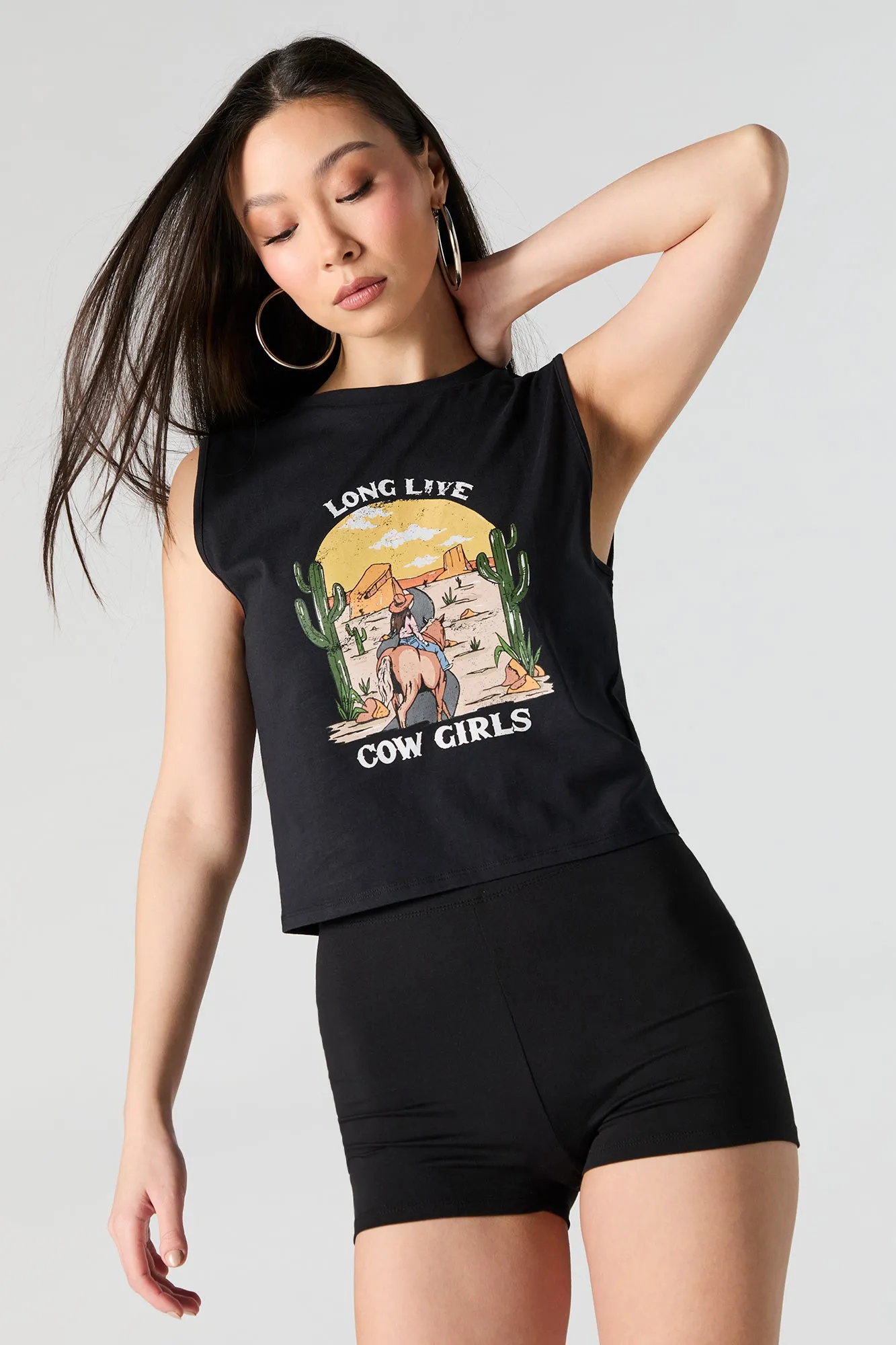 Long Live Cowgirls Graphic Cropped Tank sold by Urban Planet