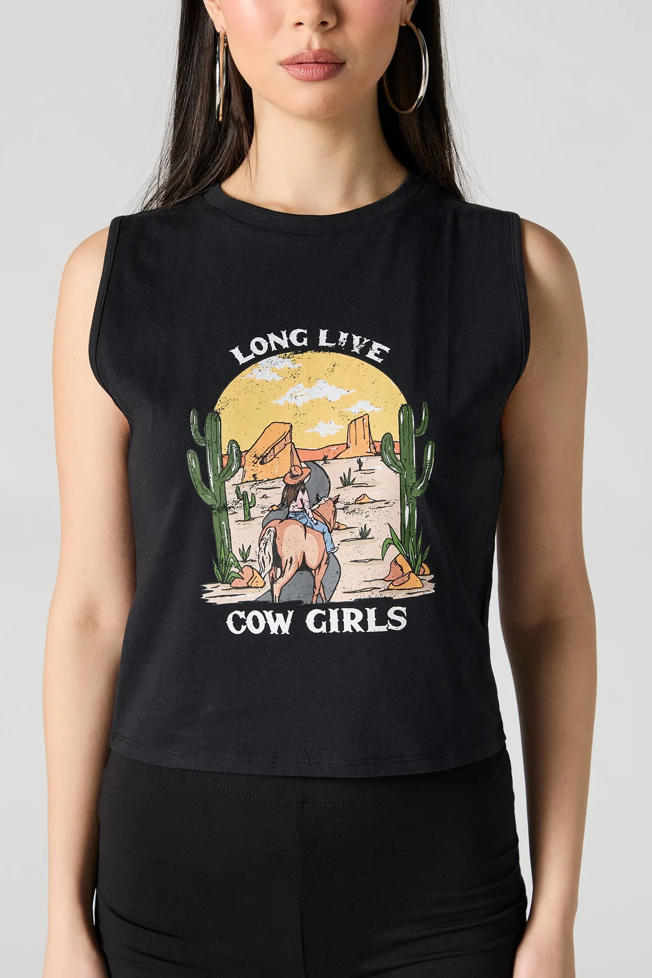 Long Live Cowgirls Graphic Cropped Tank sold by Urban Planet product image thumbnail 2