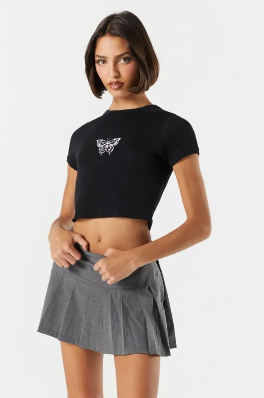 Butterfly Graphic Baby Tee sold by Urban Planet