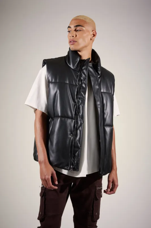 Faux Leather Funnel Neck Vest sold by Urban Planet
