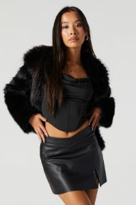 Faux Leather Slit Mini Skirt sold by Urban Planet