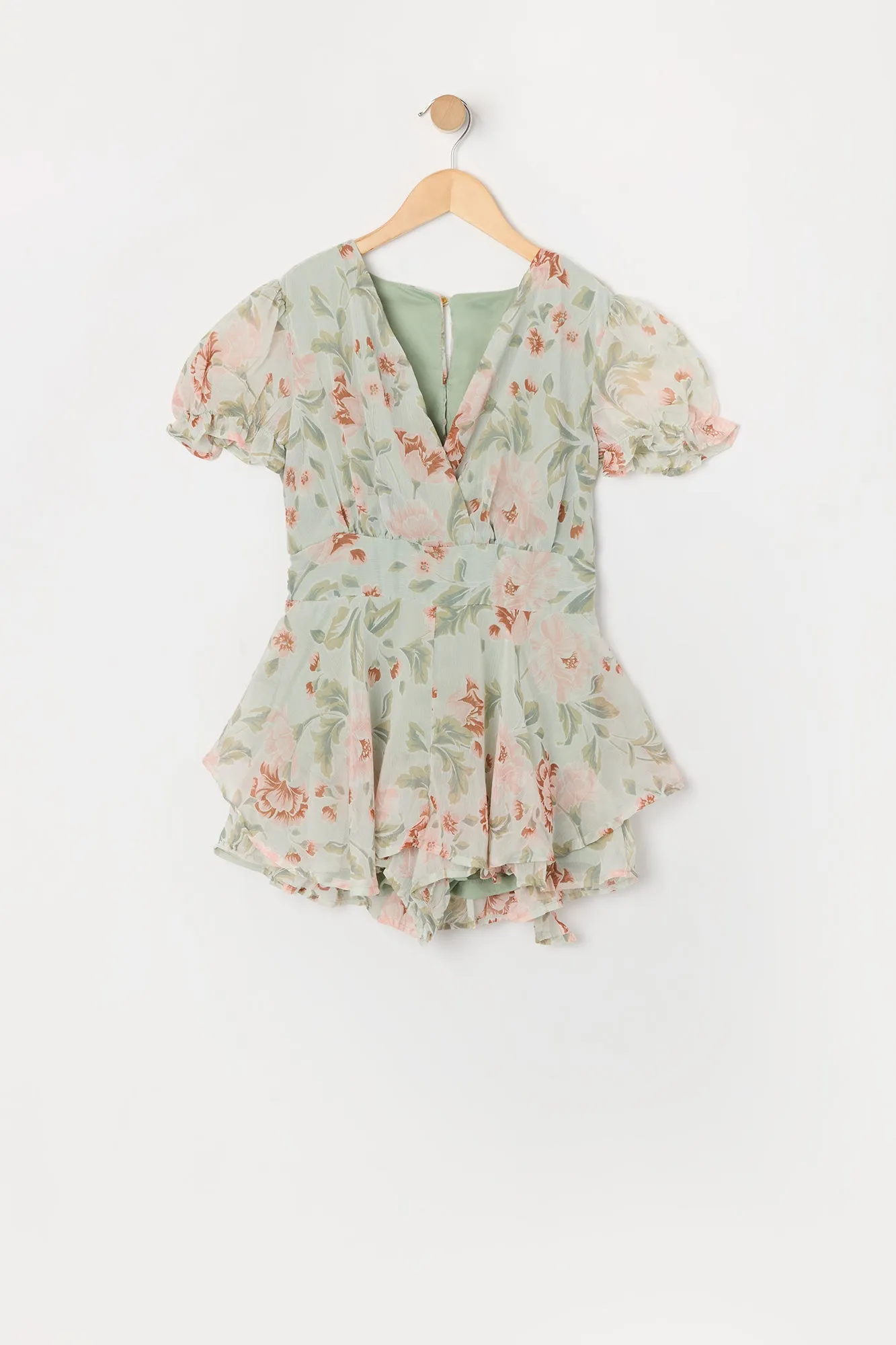 Combi-short en chiffon fleuri avec manches bouffantes pour fille sold by Urban Planet product image thumbnail 5