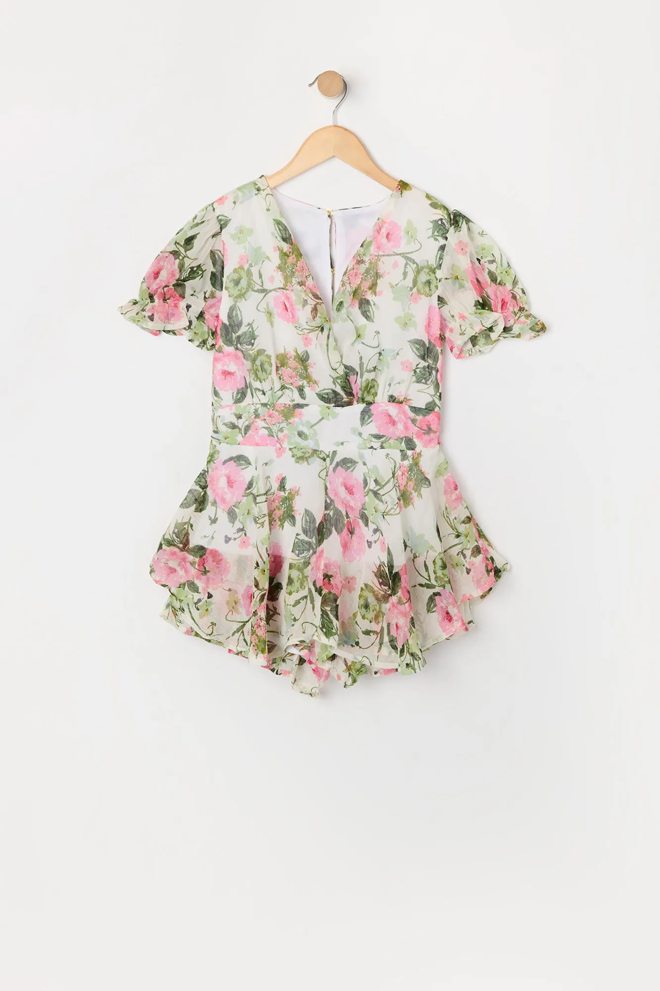 Combi-short en chiffon fleuri avec manches bouffantes pour fille sold by Urban Planet product image thumbnail 3