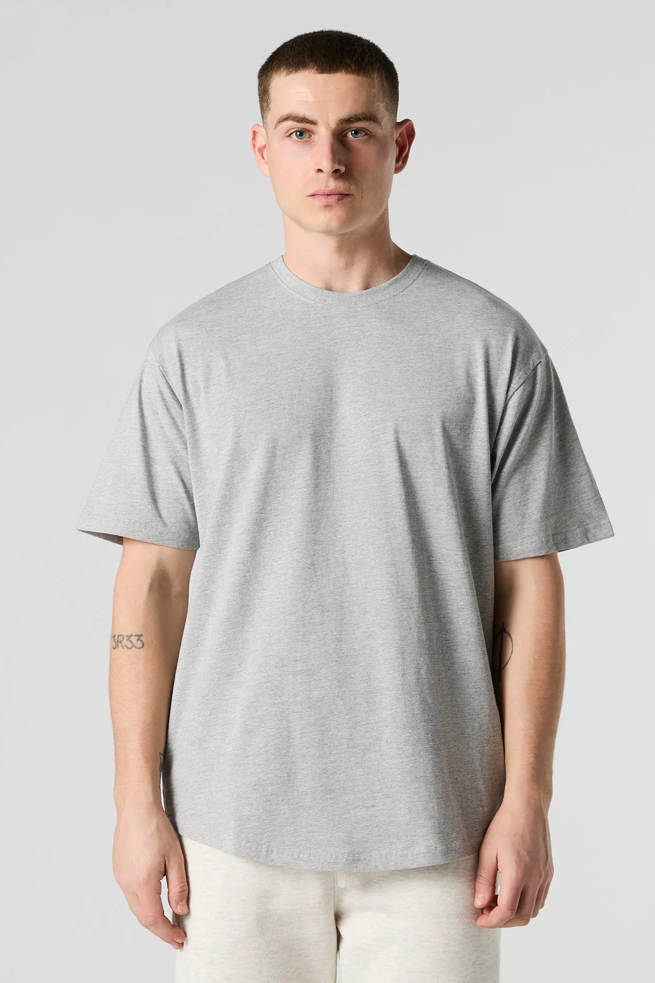 Scoop Hem Crewneck T-Shirt sold by Urban Planet