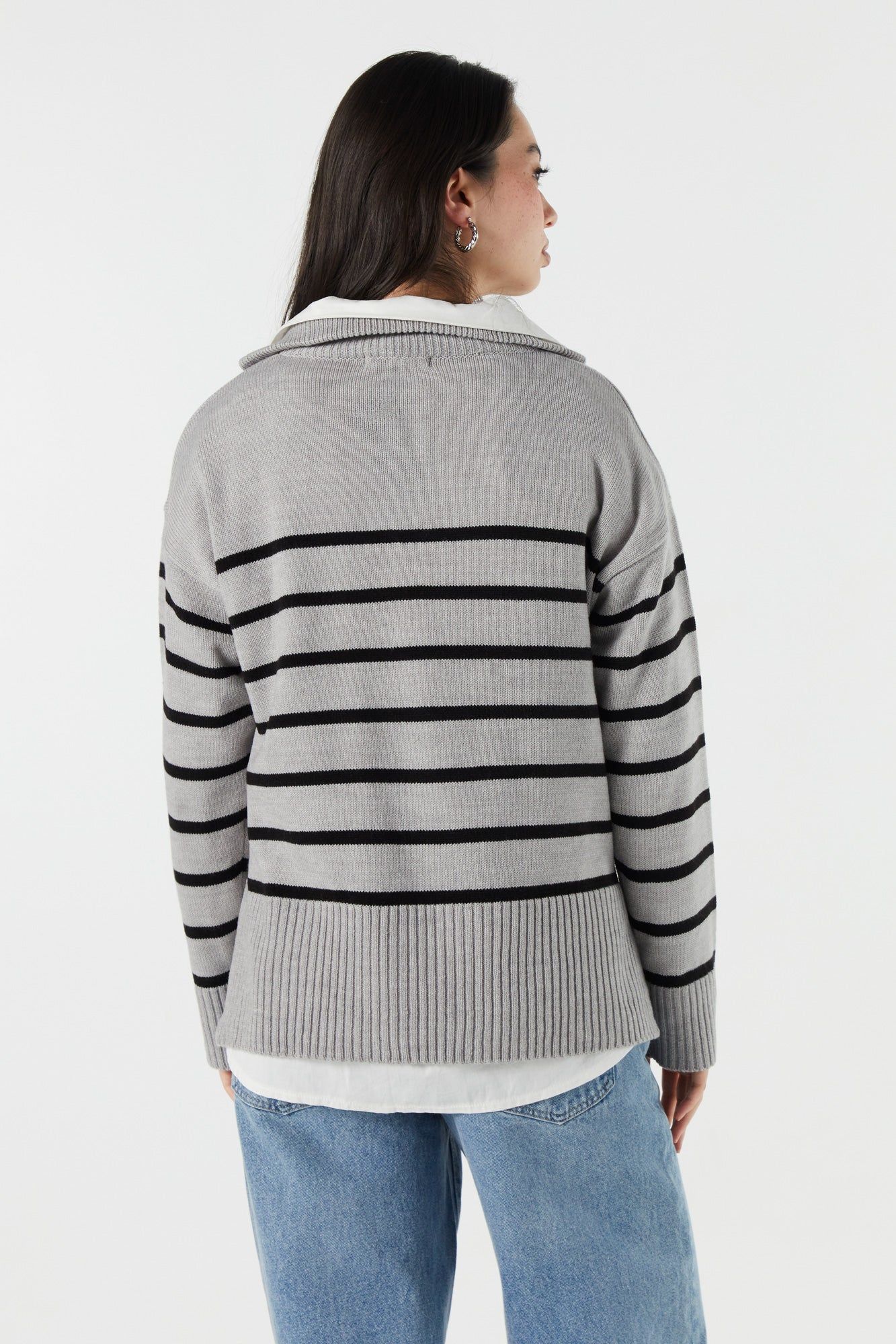 Oversized Striped Quarter Zip Sweater sold by Urban Planet product image thumbnail 2