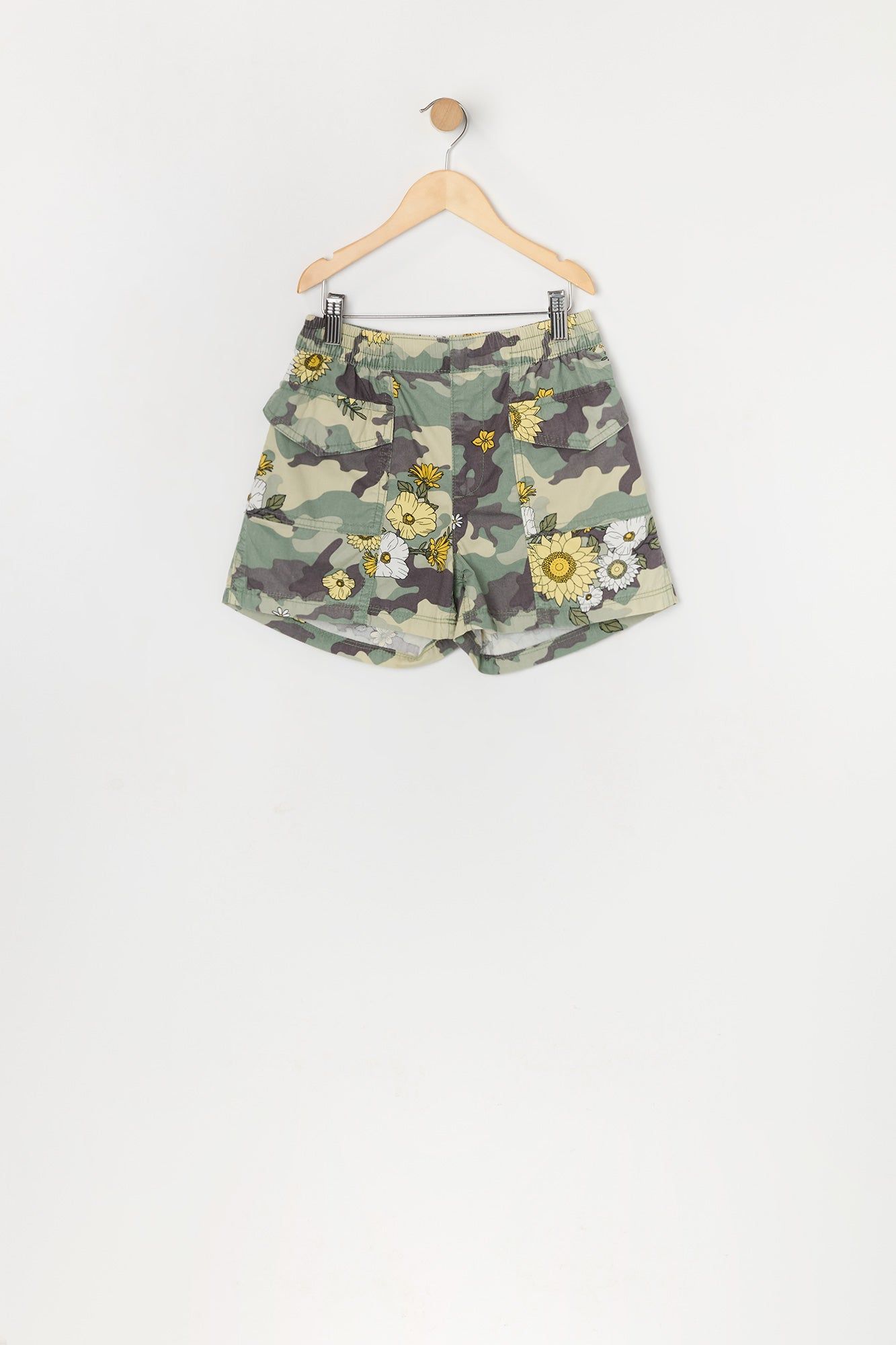 Girls Camo Flower Print Cargo Short sold by Urban Planet