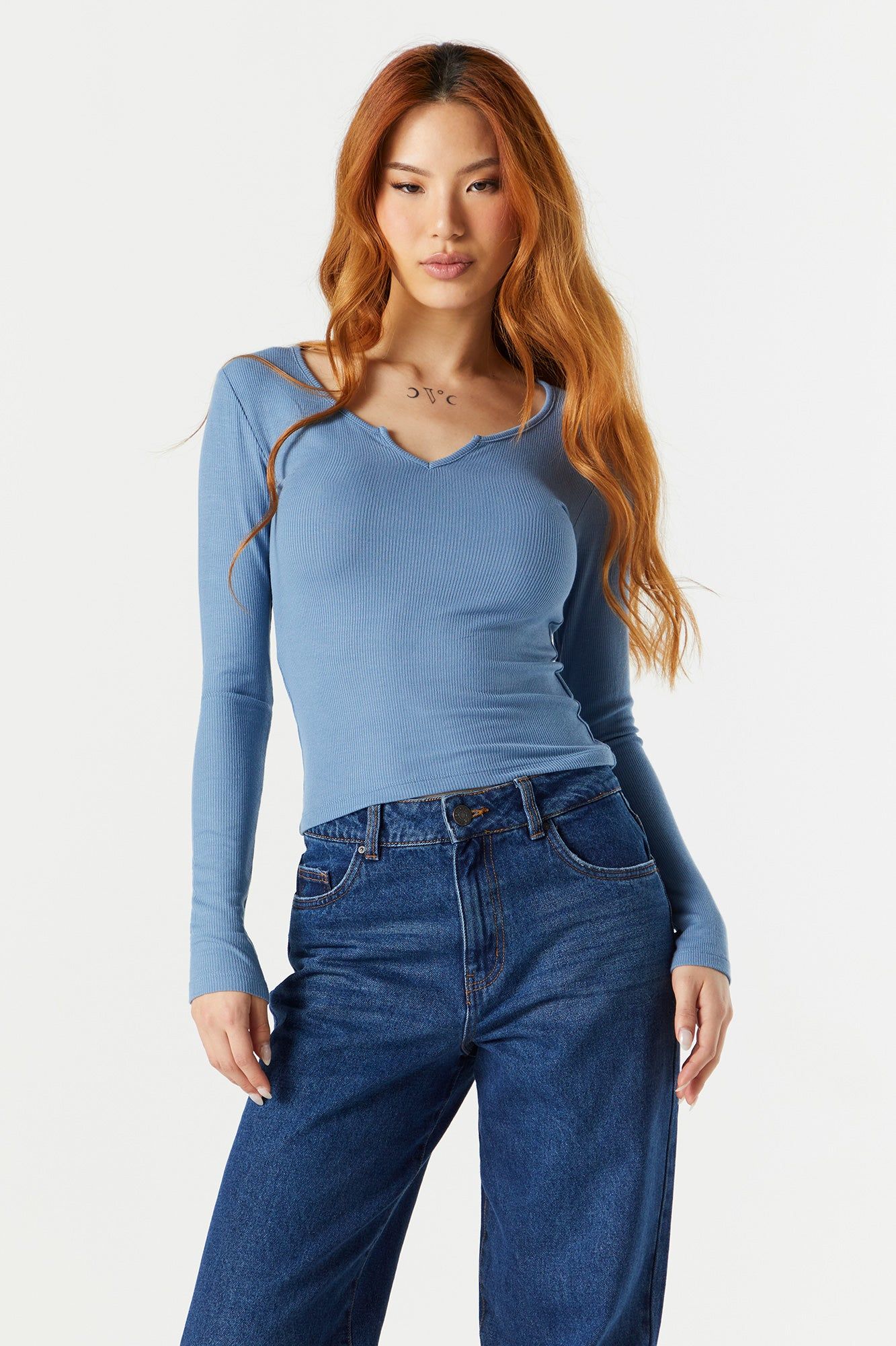 Ribbed Notched Long Sleeve Top sold by Urban Planet product image thumbnail 7