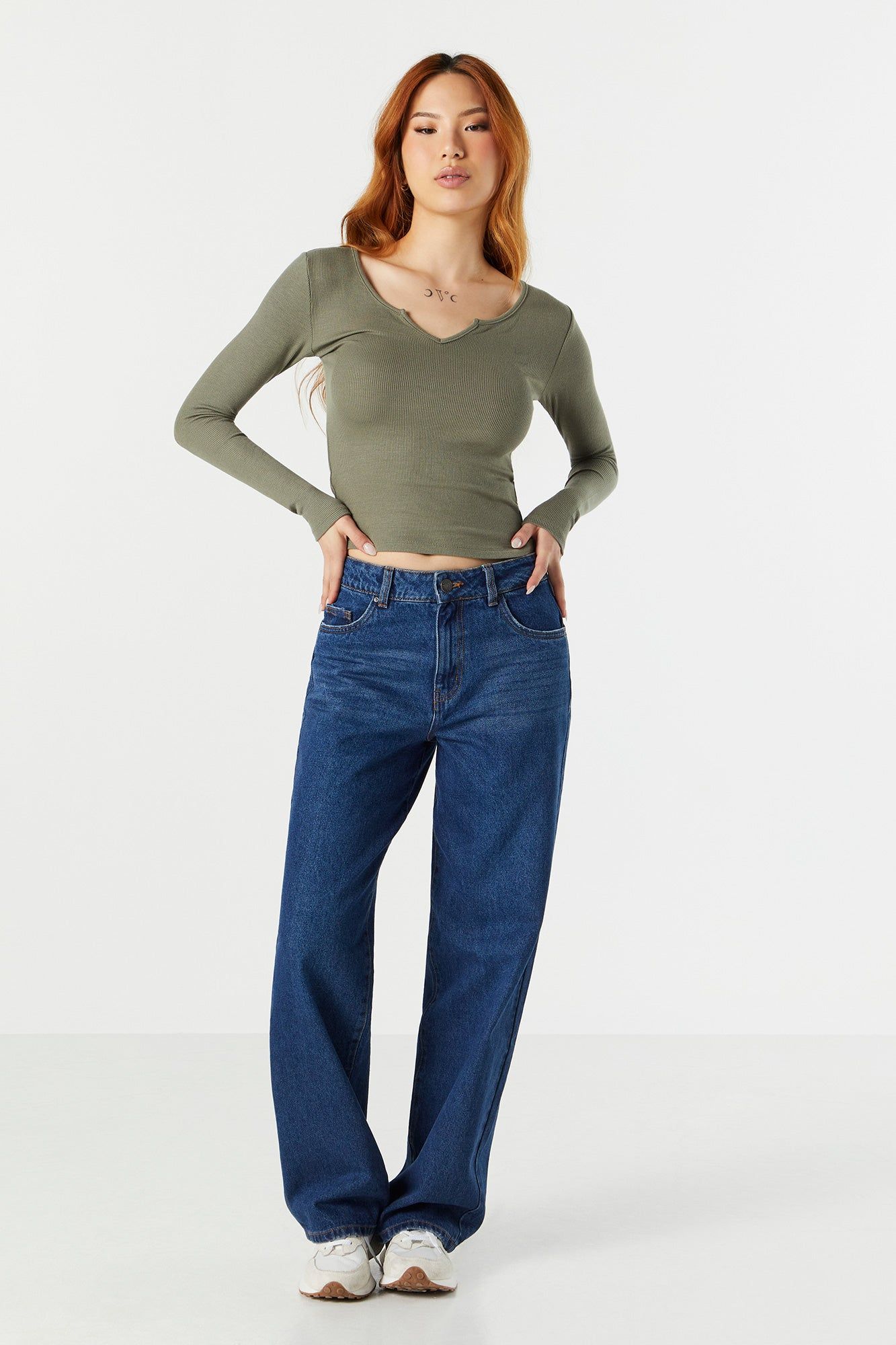 Ribbed Notched Long Sleeve Top sold by Urban Planet product image thumbnail 6
