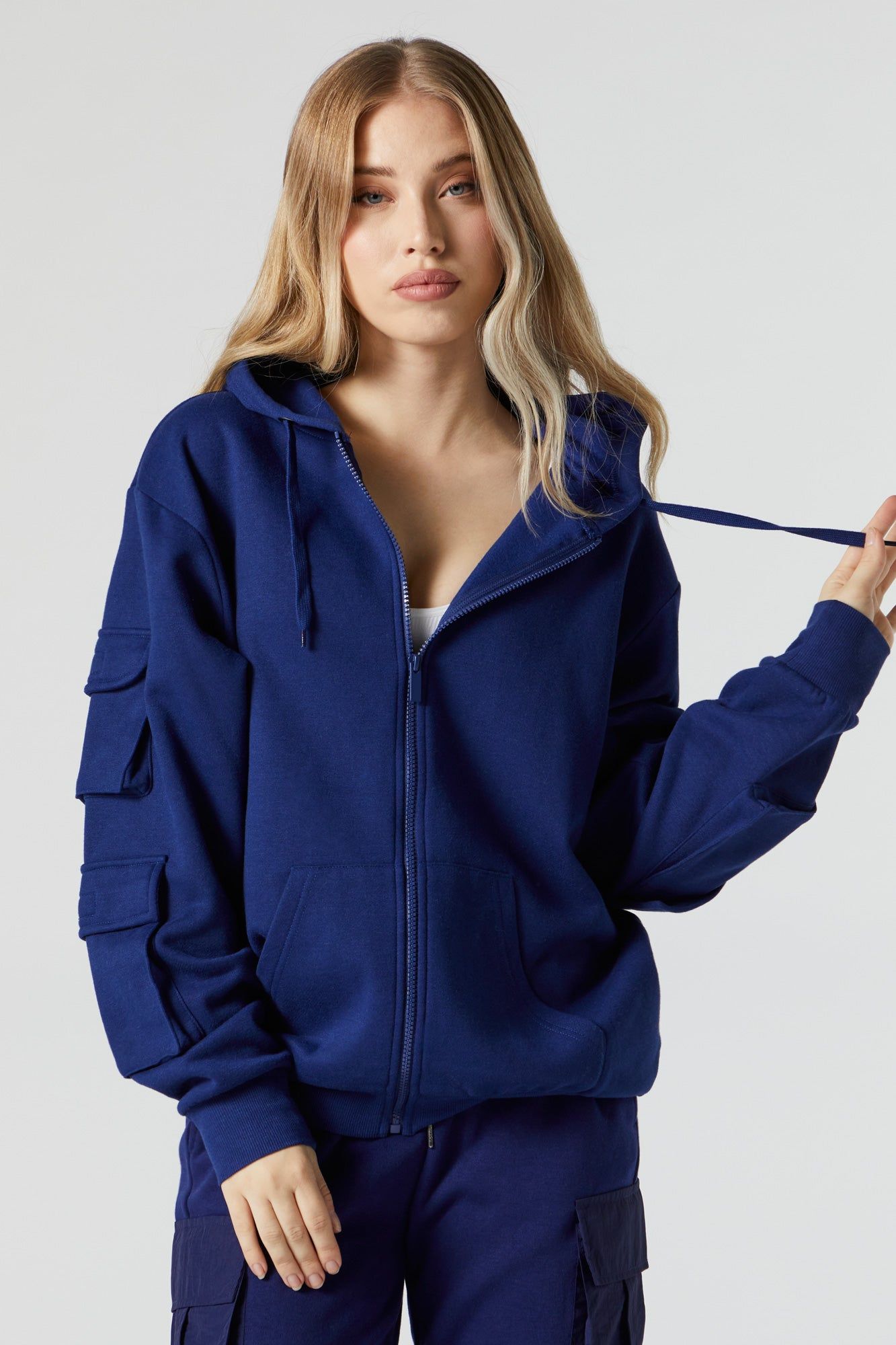 Oversized Cargo Zip-Up Hoodie sold by Urban Planet
