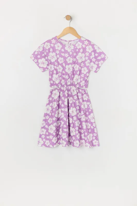 Girls Hawaiian Print Cut Out Short Sleeve Dress sold by Urban Planet