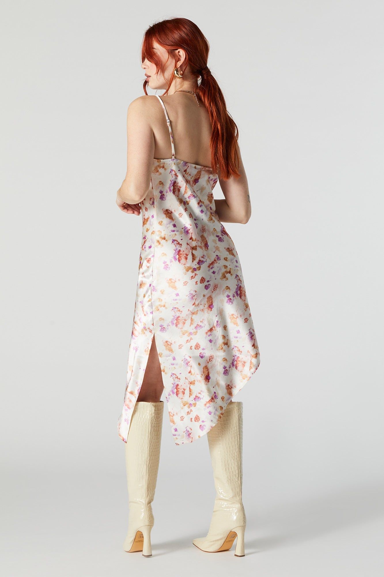 Cowl Neck Satin Asymmetrical Midi Dress sold by Urban Planet product image thumbnail 2