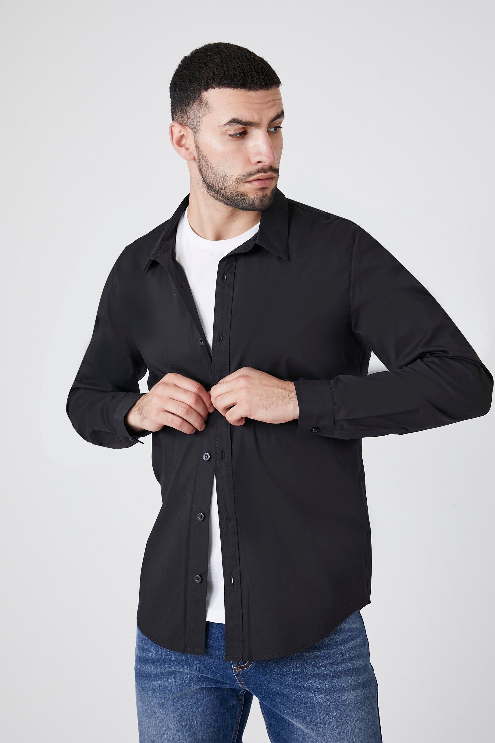 Curve Hem Button-Up Top sold by Urban Planet